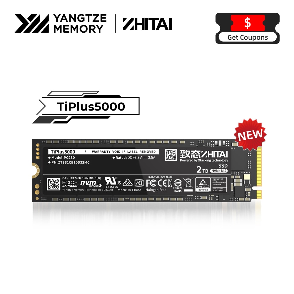 ZHITAI-TiPlus5000 ǰ SSD NVME M.2 2280 ssd 1 ׶Ʈ 2 ׶Ʈ 512GB ũž PC Ʈ PS5 Gen3,  ϵ ũ PCIE3.0 